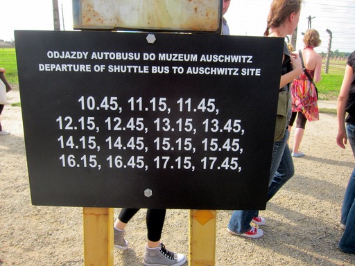 Shuttle Bus Times - Auschwitz I to Auschwitz II