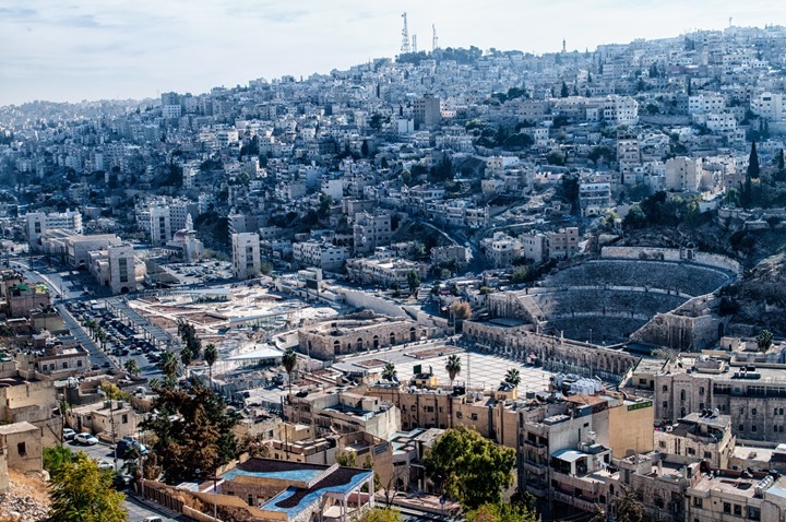 Downtown Amman - Roman Theater from Citadel - Amman Jordan Downtown Amman - Roman Theater from Citadel - Amman Jordan