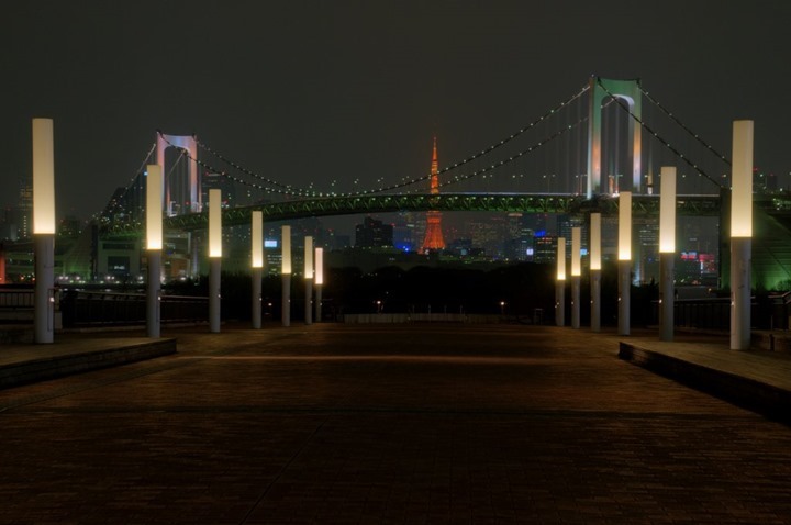 View of Rainbow Bridge and Tokyo Tower - Tokyo Japan