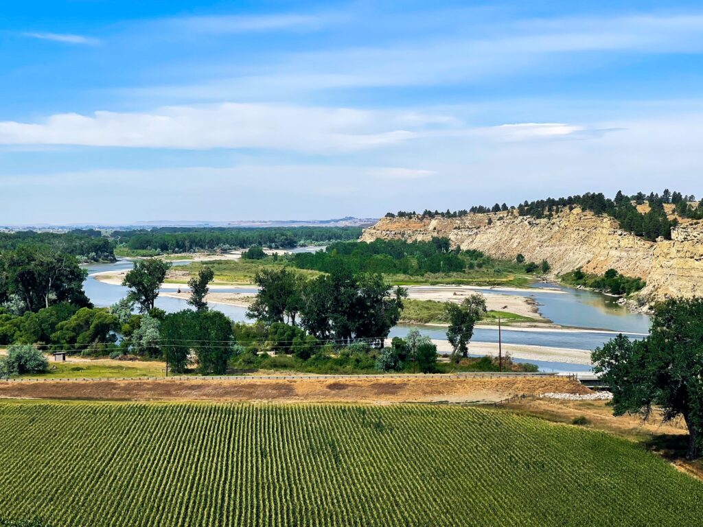 View over Yellowstone River - Pompeys Pillar Montana