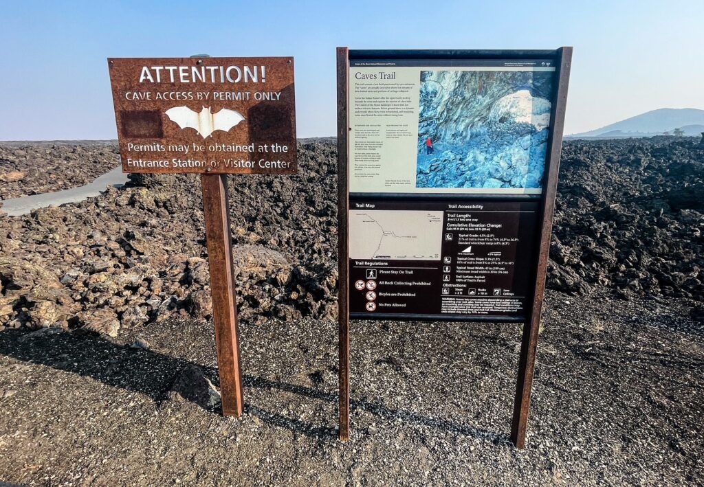 Start of the Cave Trail in Craters of the Moon - Utah Start of the Cave Trail in Craters of the Moon - Utah