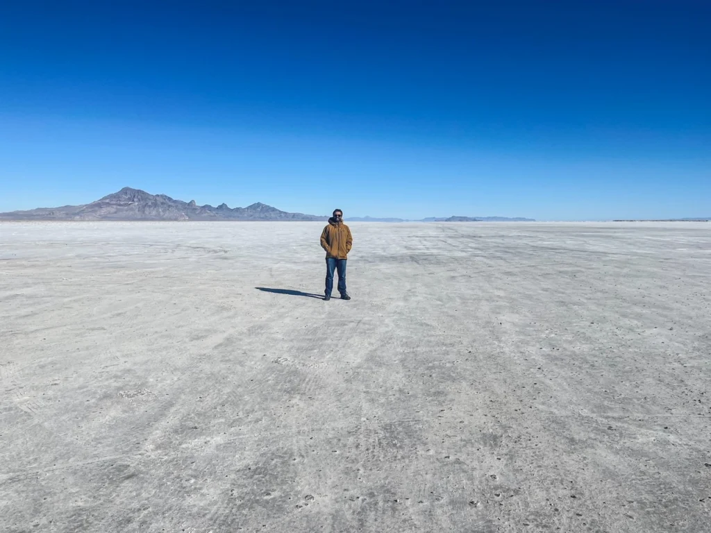 Standing on the Great Salt Lake in Utah