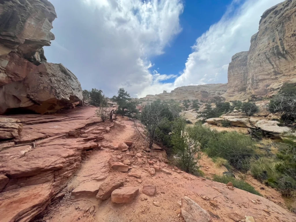 Hiking up the Slickrocks - Hickman Bridge Trail