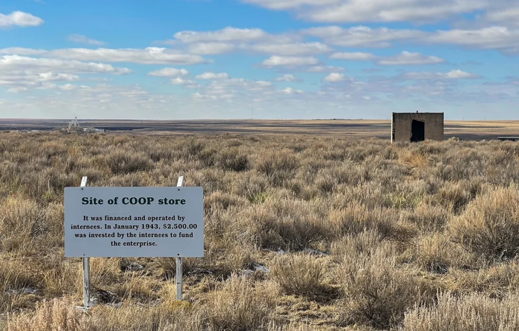 Sign Signifying the Coop Store in Camp Amache Colorado