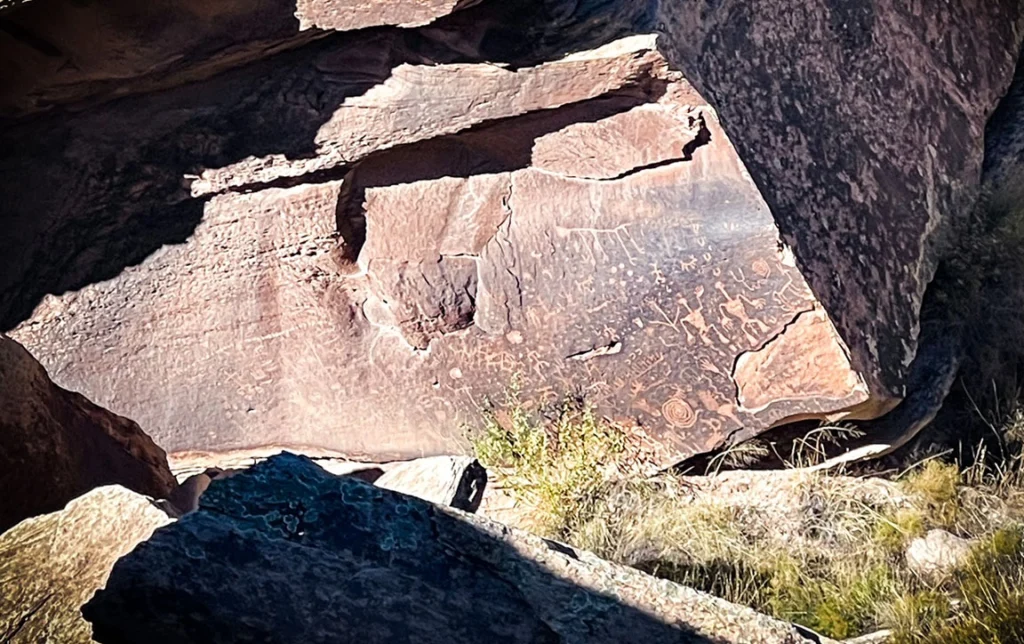 View of Petroglyphs at Newspaper Rock in Petrified Forest Arizona