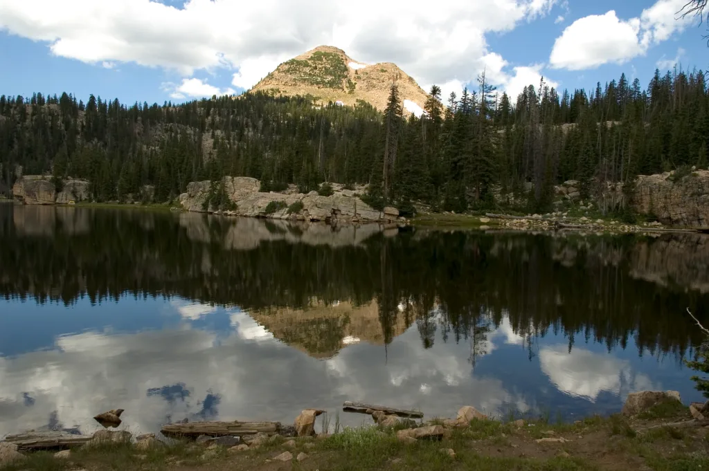 Reflection in Island Lake along the Mirror Lake Byway - Utah