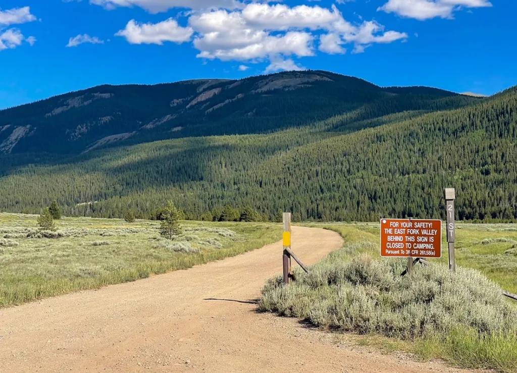 No Camping Sign and Landscape in Camp Hale NM Colorado