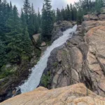 View of Alberta Falls from Boulder in Rocky Mountain National Park - Estes Park Colorado