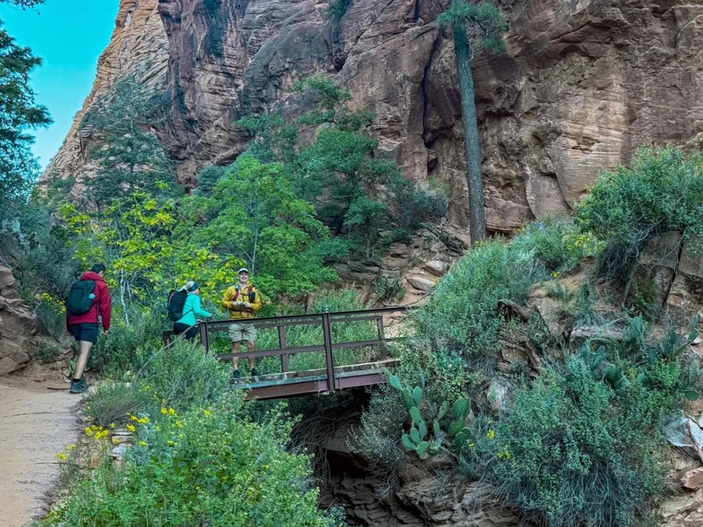Crossing Second Bridge on West Rim Trail to Canyon for Angel's Landing Hike