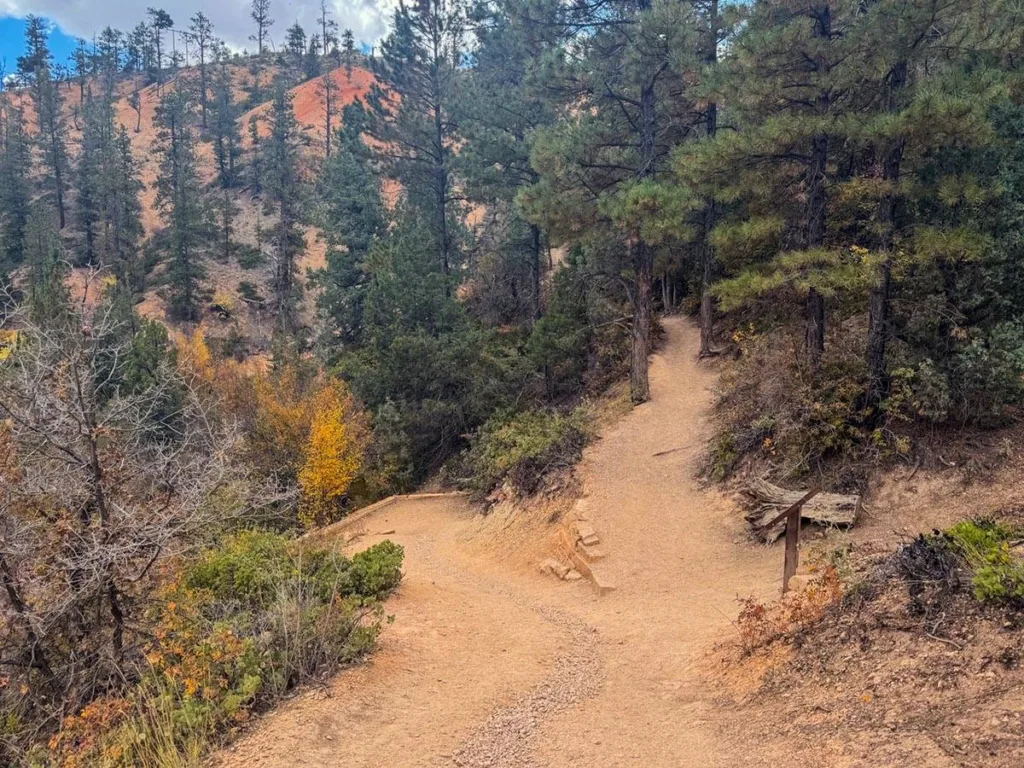 Intersection on Mossy Cave Trail - Bryce Canyon Utah - In the Photo Orientation -Ahead is the Way to Mossy Cave, Left Back to Trailhead